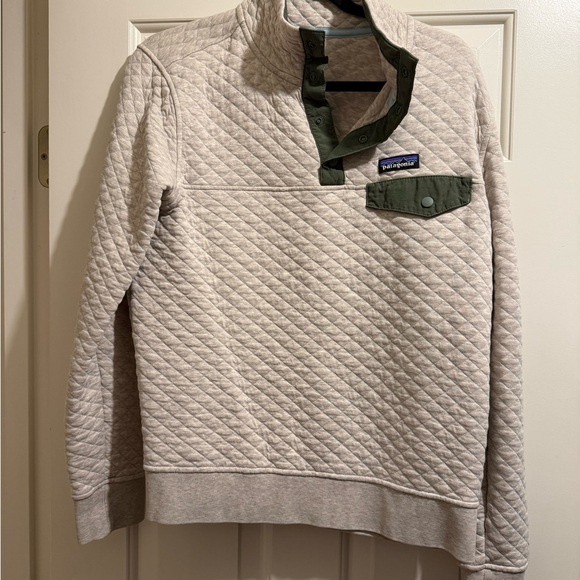 Patagonia Tops - Patagonia Re-Tool Quilted Snap-T Pullover Sweater - Light Cream